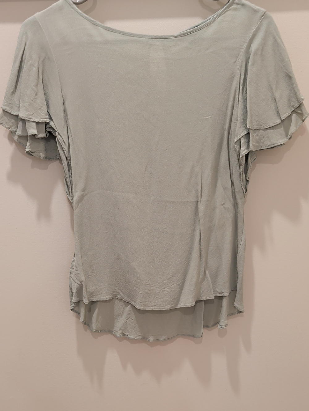 Ann Taylor Sage Green Ruffle Sleeve Blouse